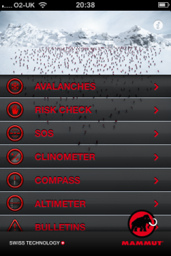 Mammut safety app home page